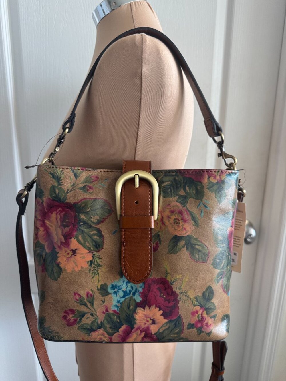 Patricia Nash Irving Bucket Handbag Leath Distressed Vintage Victorian Garden - Picture 5 of 14